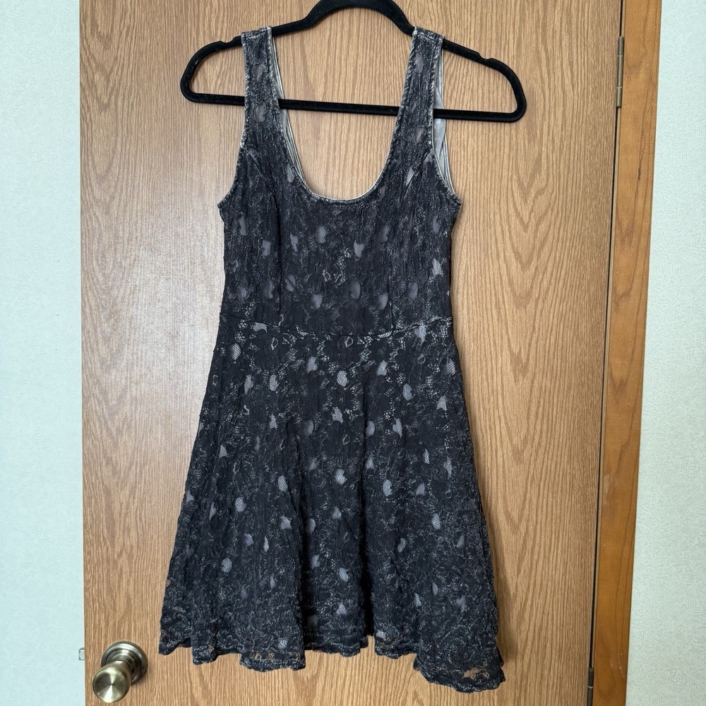 Y2K Luna‎ Chix Black Floral Lace Boho Chic Retro 2000s Dress Size Large